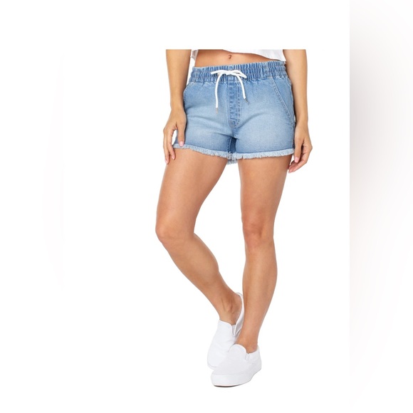 Celebrity Pink Pants - Celebrity Pink High Rise Drawstring Waist Medium Wash Jean Cutoff Shorts XXL